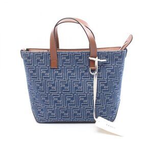 Fendi FF Shopping Bag Handbag Denim Navy Blue